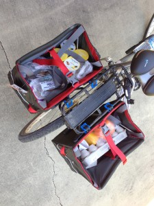 28 lbs of groceries, ready to ride.